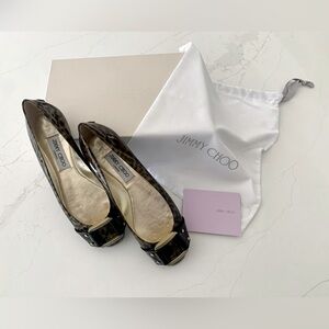 Jimmy Choo Leopard Print Patent Leather Flats